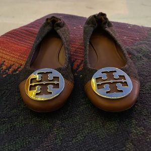 Tory Burch Gold Logo Flats